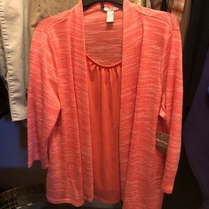 Plus size pink sweater-cami set